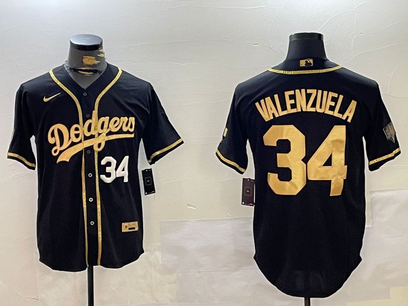 Men Los Angeles Dodgers #34 Valenzuela Black Gold Game 2024 Nike MLB Jersey style 10291->los angeles dodgers->MLB Jersey